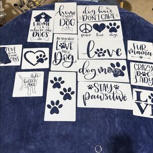 Inspirational stencil set of 15 Script Quotes “dogs” and “home”